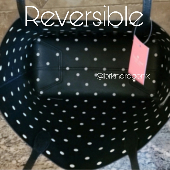 NWT KATE SPADE DISNEY Minnie Mouse & Figaro Reversible Polka Dot Tote & Pouch - Picture 10 of 16